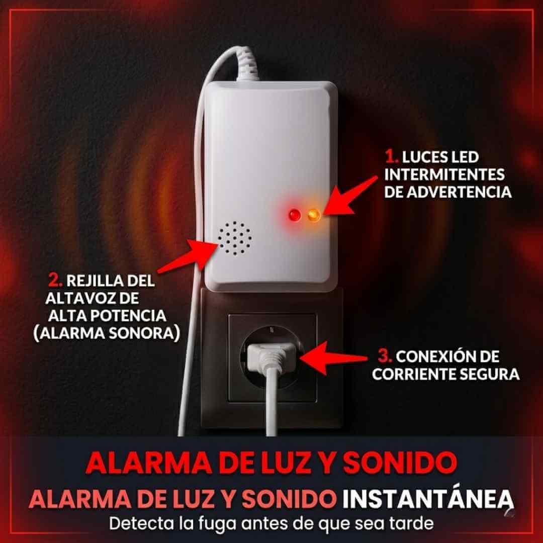 Detector de Alarma de Fugas de Gas + Monóxido de Carbono - Seguridad 24/7 + OBSEQUIO