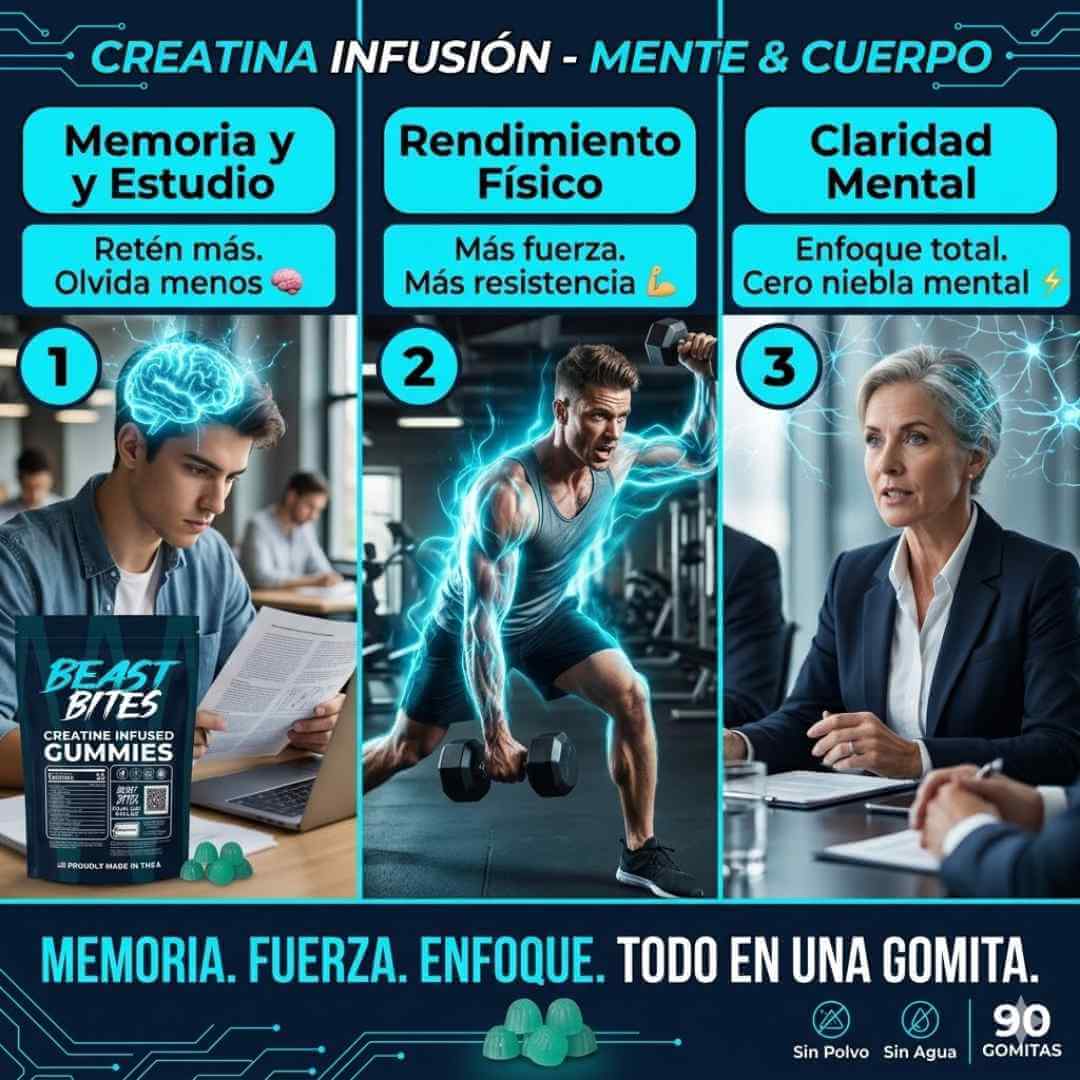 Beast Bites — las gomitas con creatina que activan tu cerebro, mejoran tu memoria y te dan energía mental todo el día