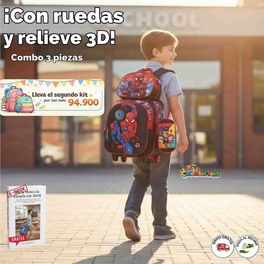 Morrales Trío 3D con Ruedas – Set Completo Escolar