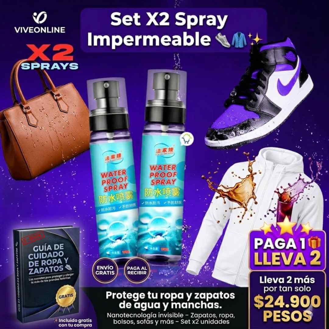 Water Proof Spray x2 — protege tu ropa y tus tenis del agua y las manchas con una sola aplicación  + OBSEQUIO