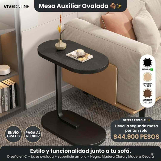 Mesa Auxiliar Ovalada — el toque elegante y funcional que le faltaba a tu sala o habitación
