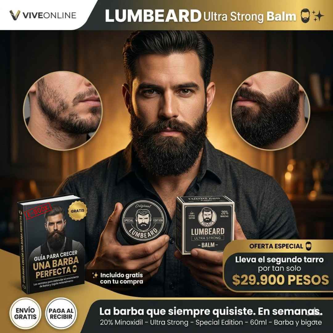 Lumbeard Ultra Strong Balm — activa el crecimiento de tu barba y bigote con 20% Minoxidil desde la primera semana + OBSEQUIO