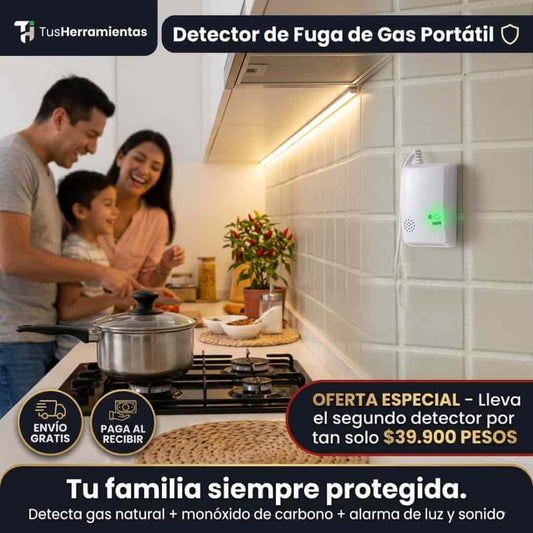 Detector de Alarma de Fugas de Gas + Monóxido de Carbono - Seguridad 24/7 + OBSEQUIO