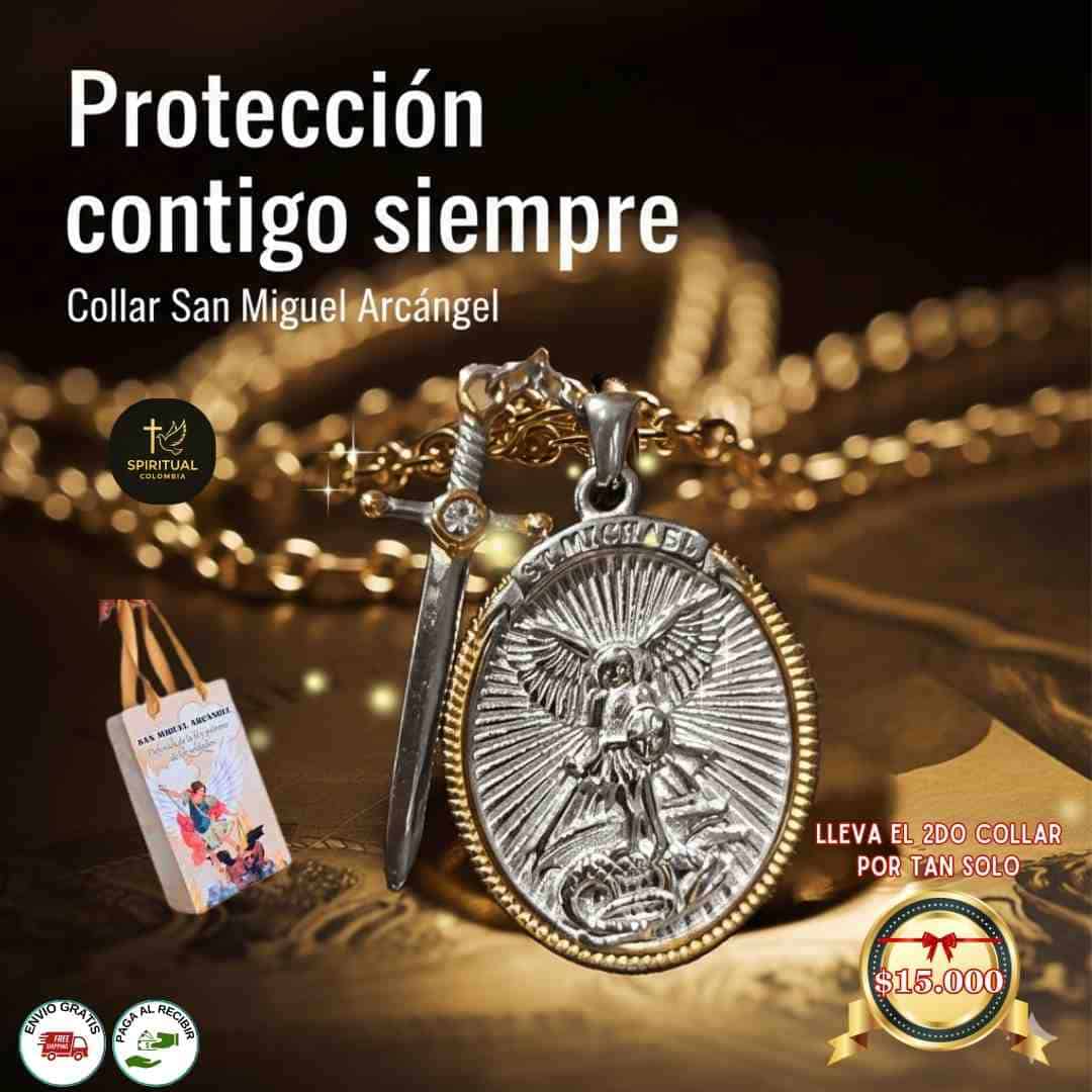 Collar San Miguel Arcángel Unisex – Acero + Espada + Obsequio