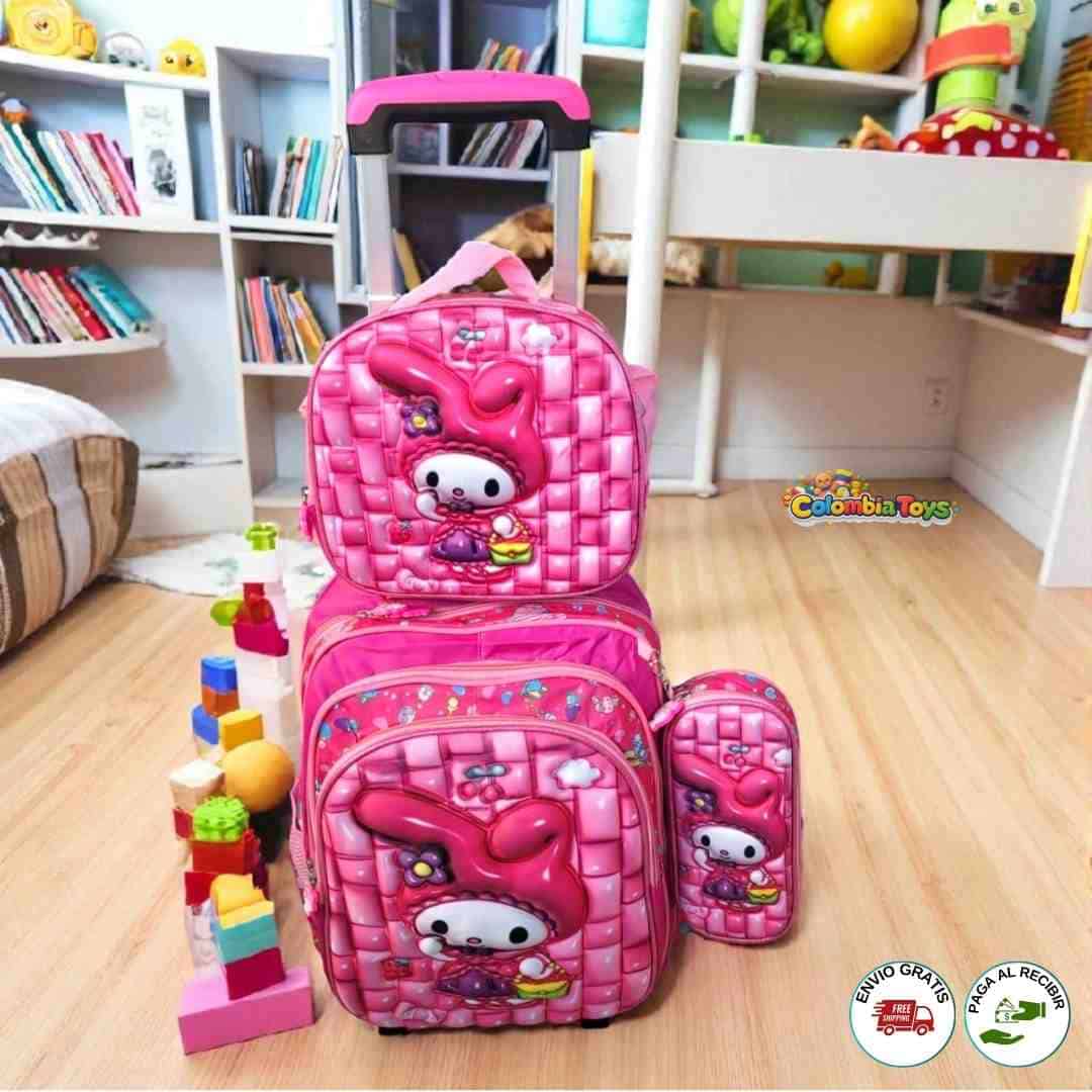 Morrales Trío 3D con Ruedas – Set Completo Escolar