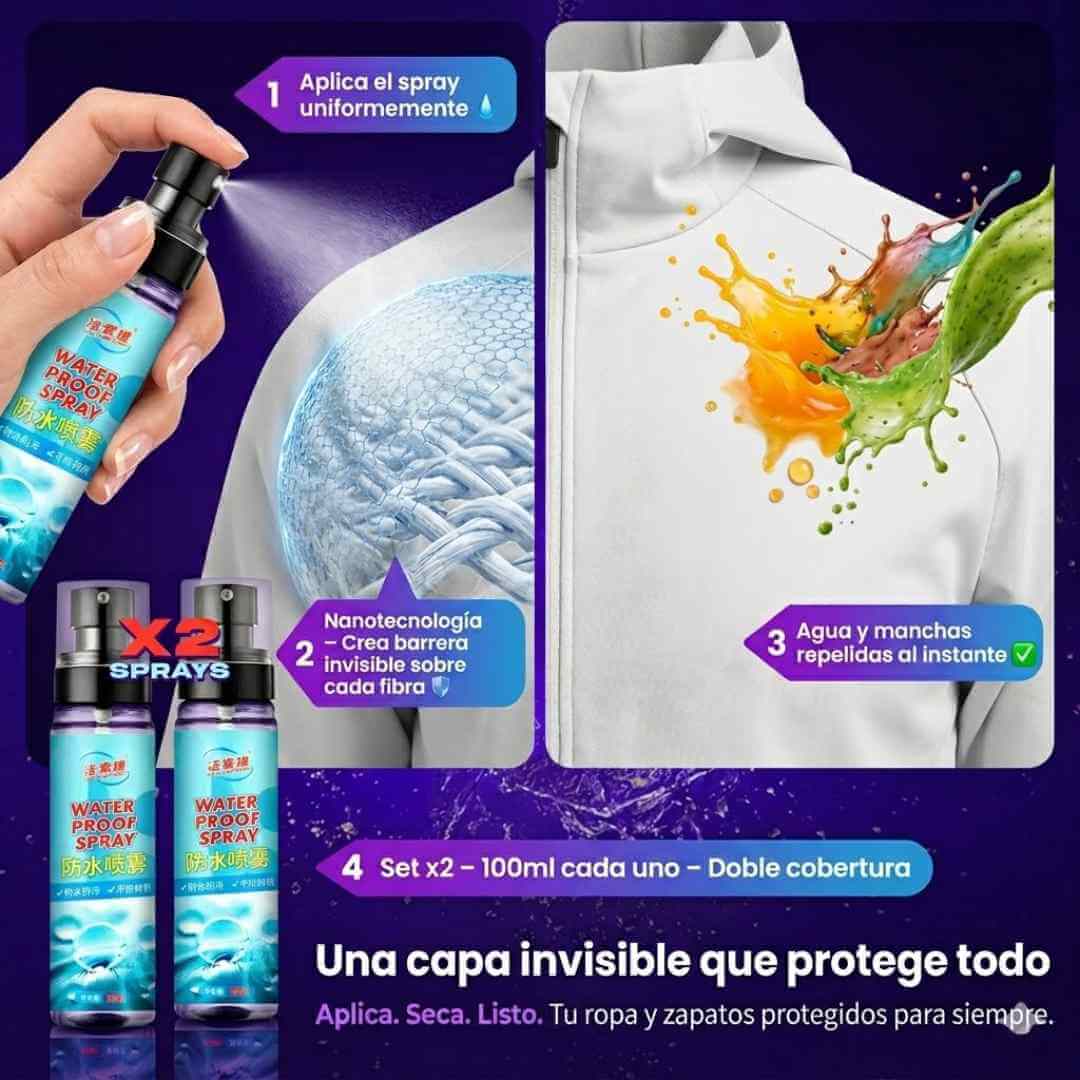 Water Proof Spray x2 — protege tu ropa y tus tenis del agua y las manchas con una sola aplicación  + OBSEQUIO
