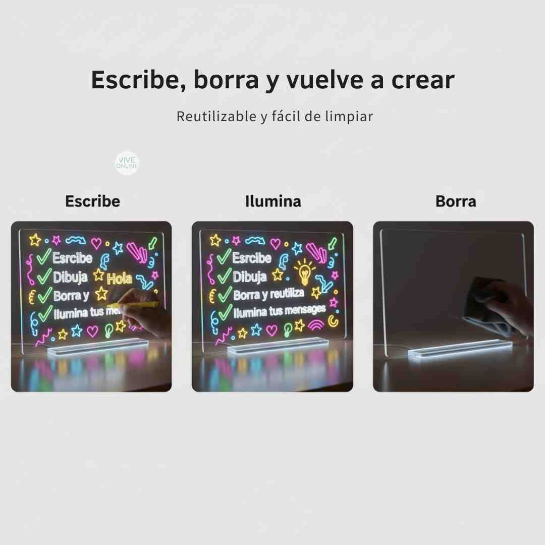 Pizarra Mágica LED – Dibuja, Escribe y Brilla + Ebook Gratis