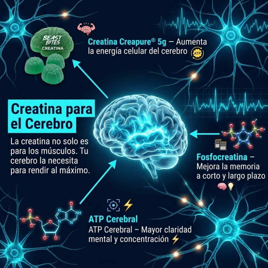 Beast Bites — las gomitas con creatina que activan tu cerebro, mejoran tu memoria y te dan energía mental todo el día