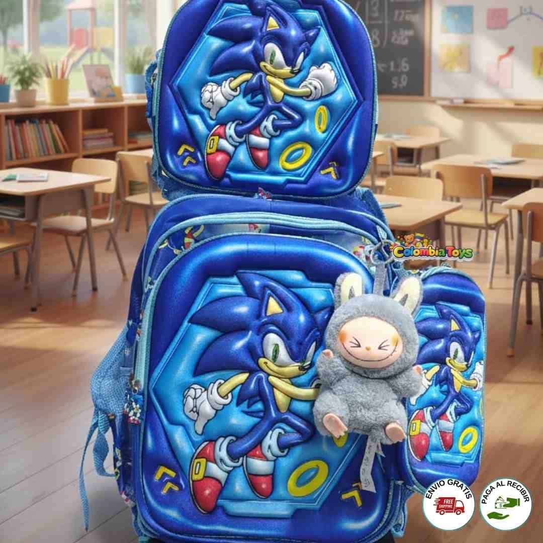 Morrales Trío 3D con Ruedas – Set Completo Escolar