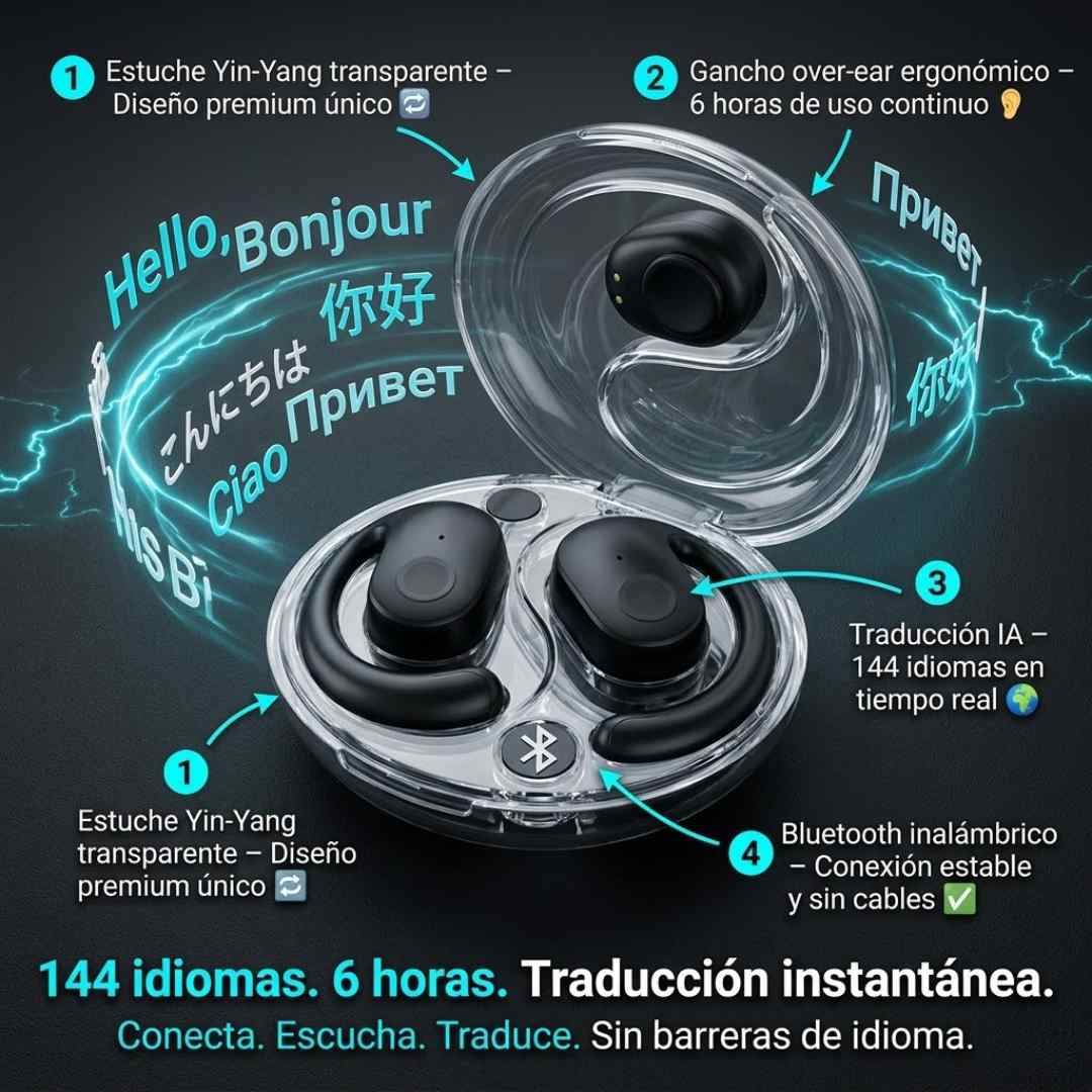 Audífonos Traductores Inteligentes +140 Idiomas – Traducción en Tiempo Real en tus Oídos + Obsequio