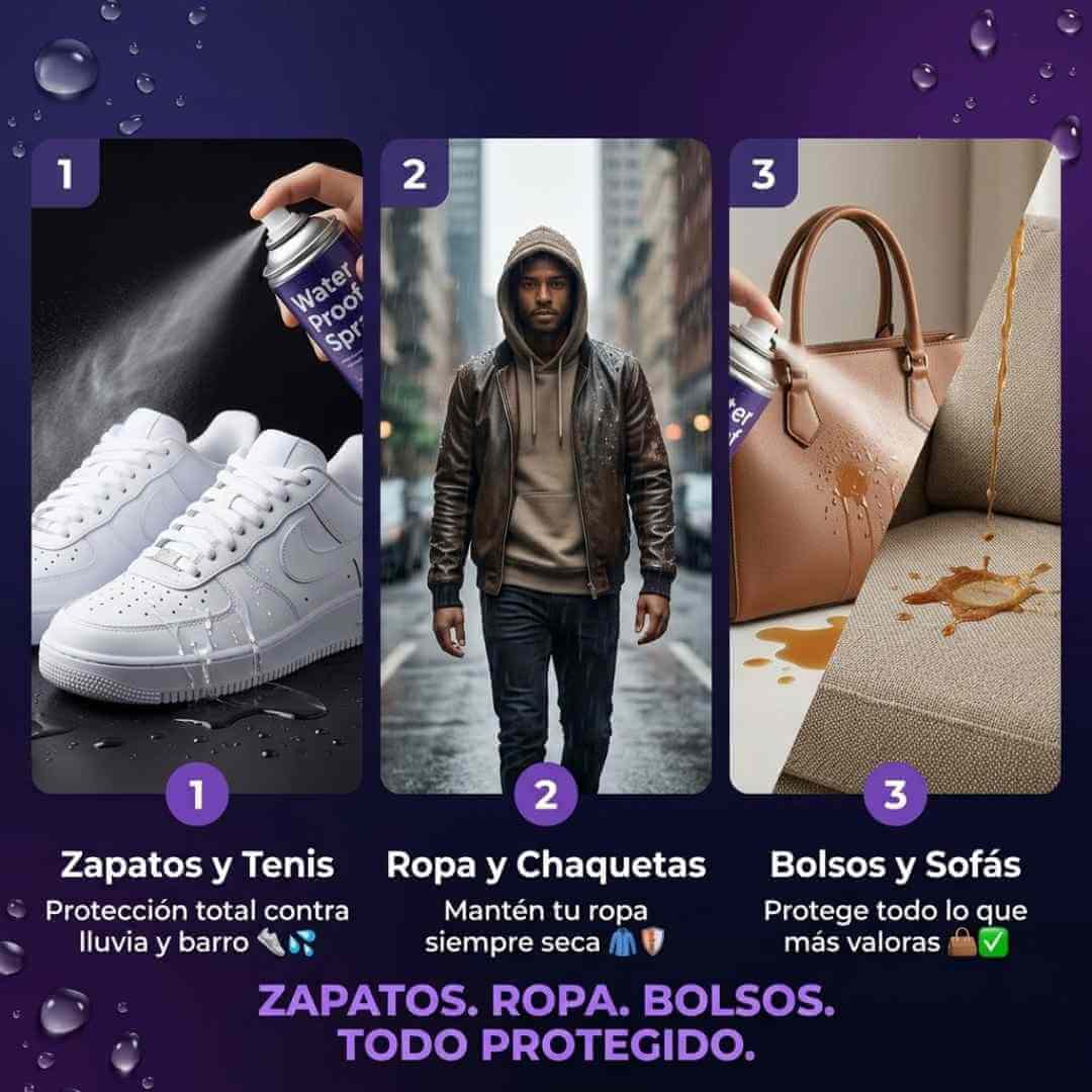 Water Proof Spray x2 — protege tu ropa y tus tenis del agua y las manchas con una sola aplicación  + OBSEQUIO