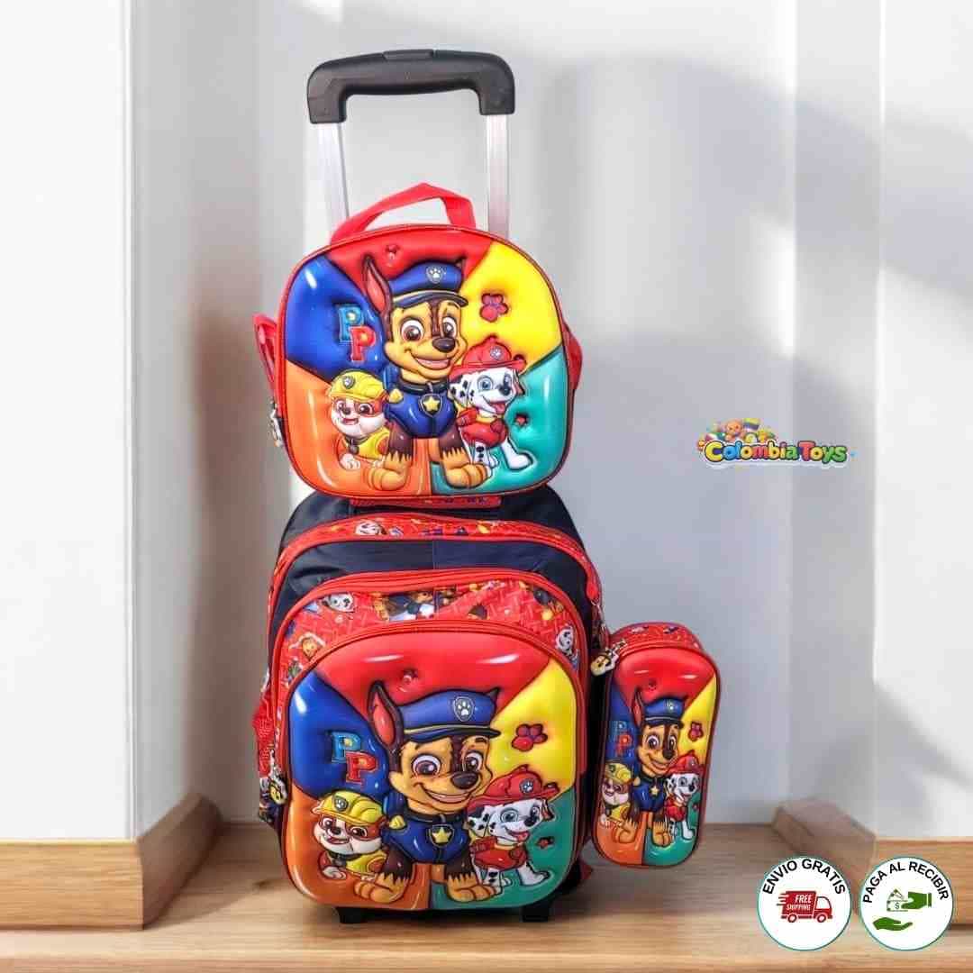 Morrales Trío 3D con Ruedas – Set Completo Escolar