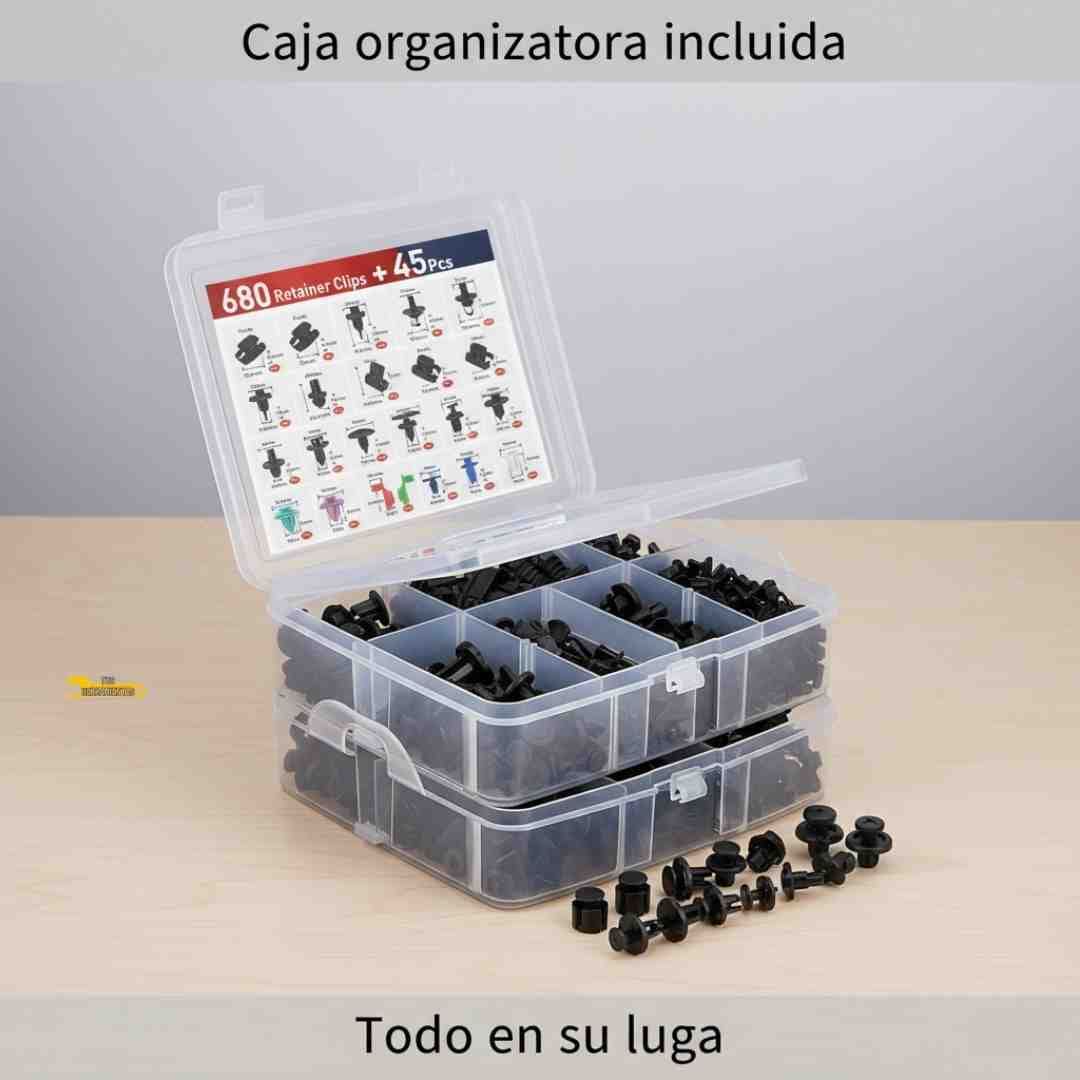 KIT UNIVERSAL DE CLIPS Y GRAPAS AUTOMOTRICES – 725 PIEZAS + HERRAMIENTAS + Obsequios