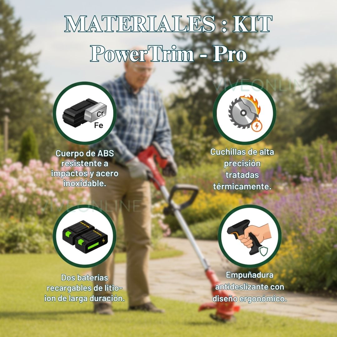 PowerTrim Pro™ | Kit Guadaña 3 en 1 Recargable + 2 Baterías 48V + Accesorios Completos + Regalos