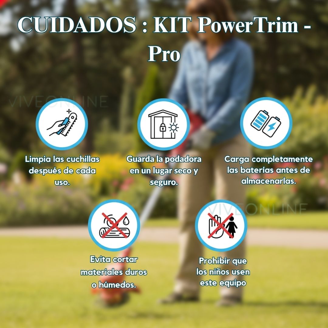 PowerTrim Pro™ | Kit Guadaña 3 en 1 Recargable + 2 Baterías 48V + Accesorios Completos + Regalos