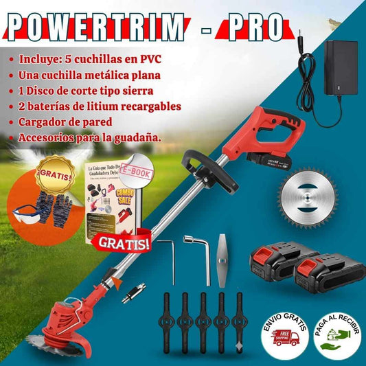PowerTrim Pro™ | Kit Guadaña 3 en 1 Recargable + 2 Baterías 48V + Accesorios Completos + Regalos