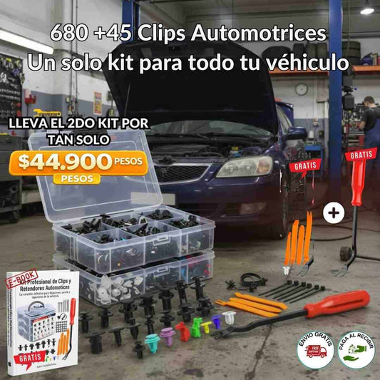 KIT UNIVERSAL DE CLIPS Y GRAPAS AUTOMOTRICES – 725 PIEZAS + HERRAMIENTAS + Obsequios