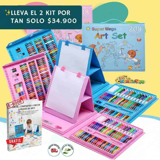 Mega Set de Arte Infantil – Maletín de Dibujo 208 Piezas + Obsequio