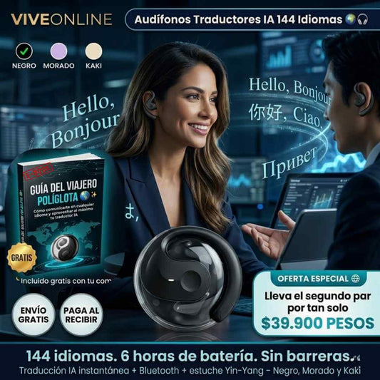 Audífonos Traductores Inteligentes +140 Idiomas – Traducción en Tiempo Real en tus Oídos + Obsequio